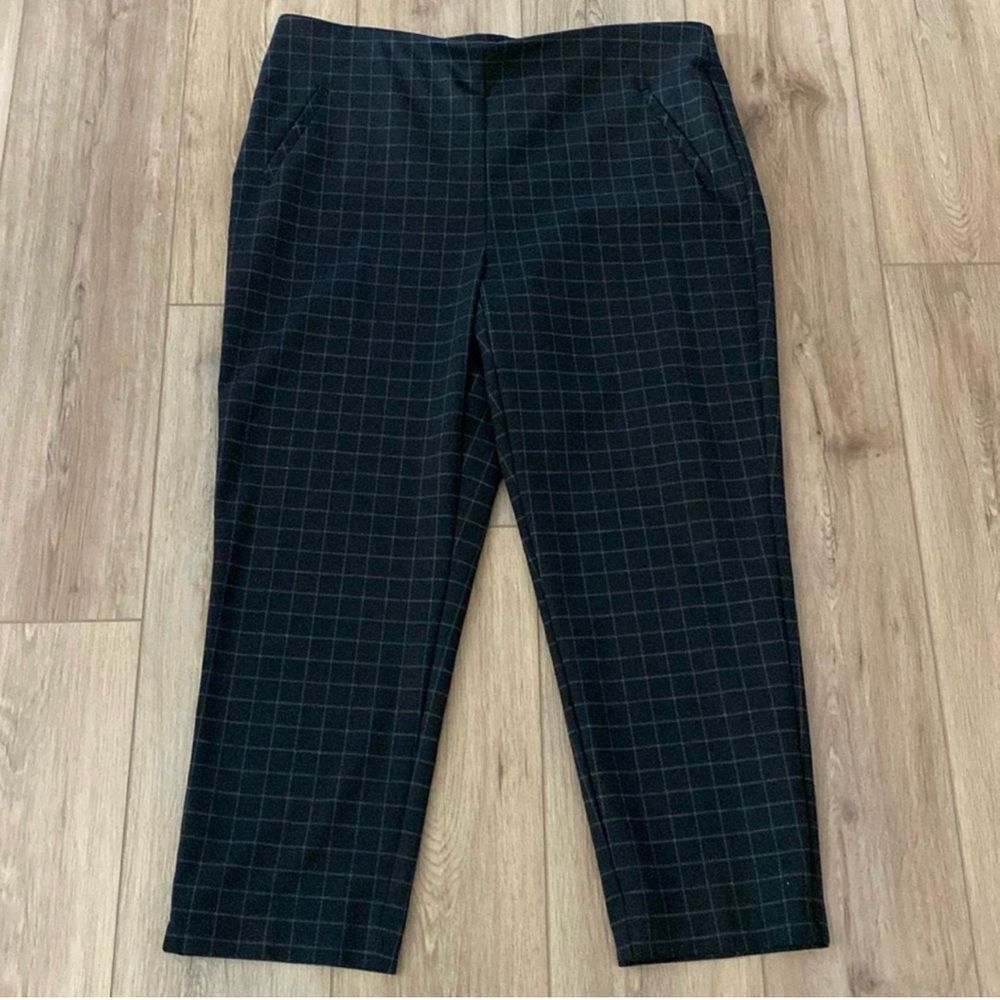 Chico's Fabulously Slimming Black Checkered Ankle Pants 3 16 XL